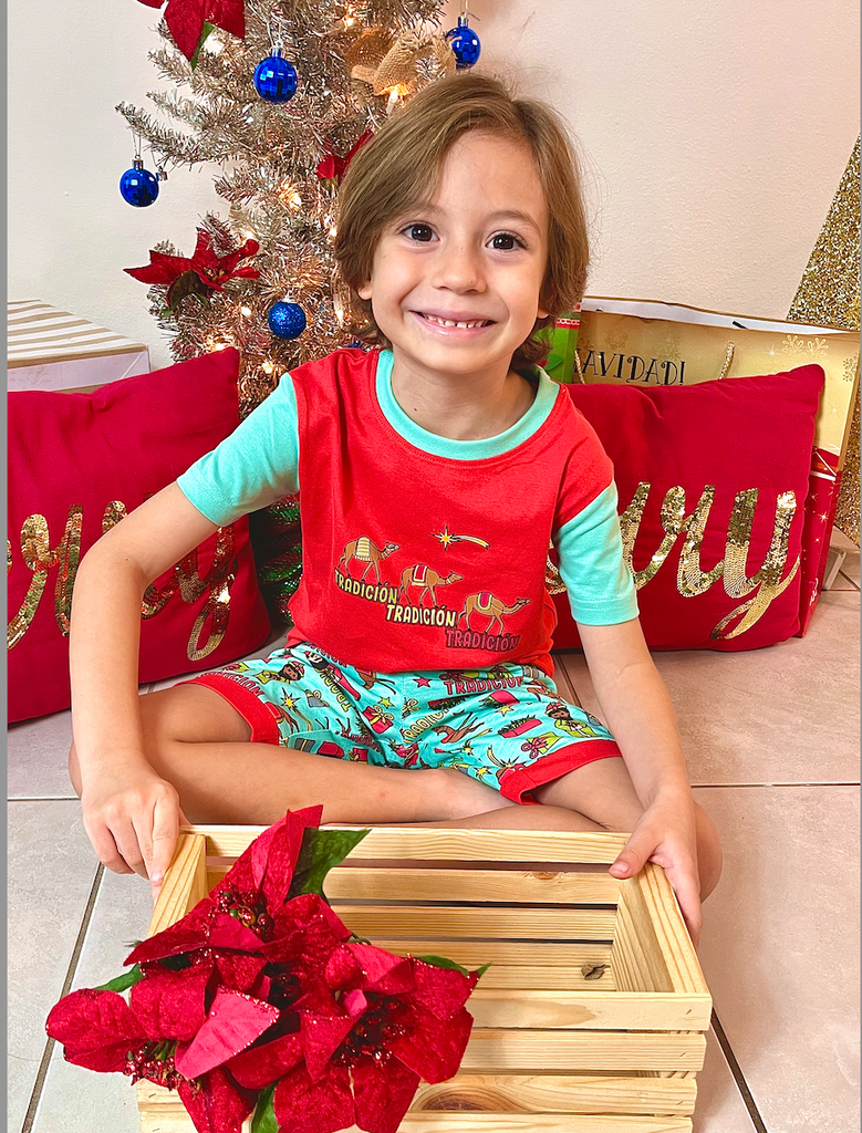 "A Reyar" Kids Christmas short pajama set